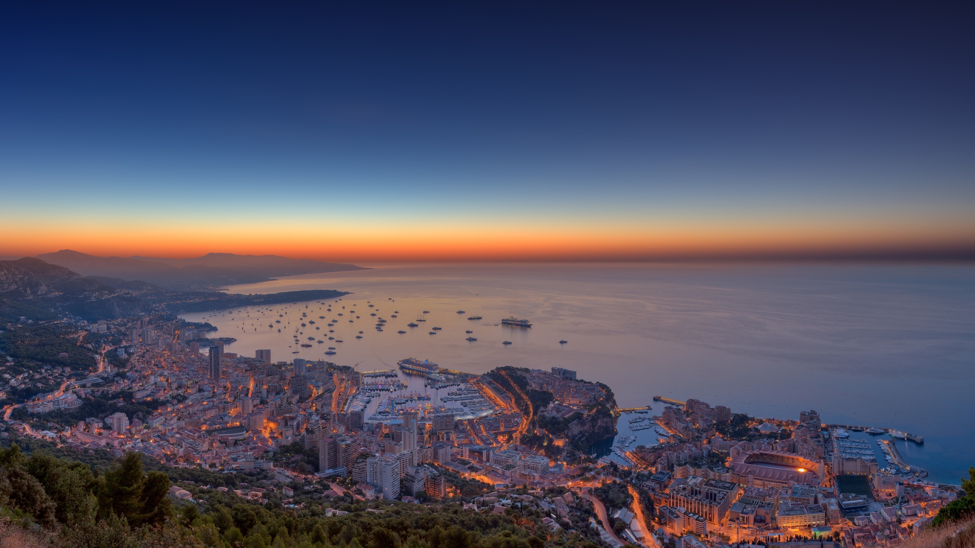 Wallpaper Monaco Aerial View Coast Sea Evening - Hd Wallpapers Monaco - HD Wallpaper 