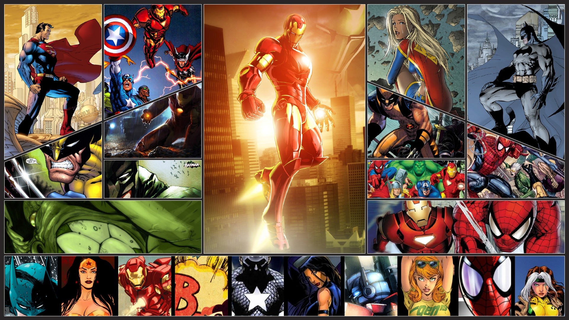 Dc & Marvel Superman Spider Man And Wonder Woman - HD Wallpaper 
