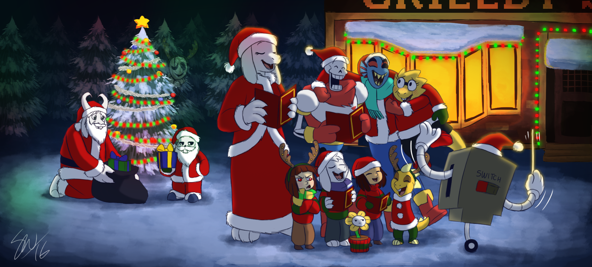 Undertale Christmas Background - HD Wallpaper 