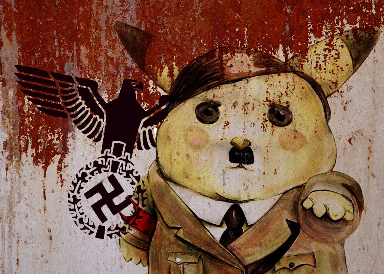 Hitler Chu With Salute And Eagle Stamp - Nazi Pikachu - HD Wallpaper 