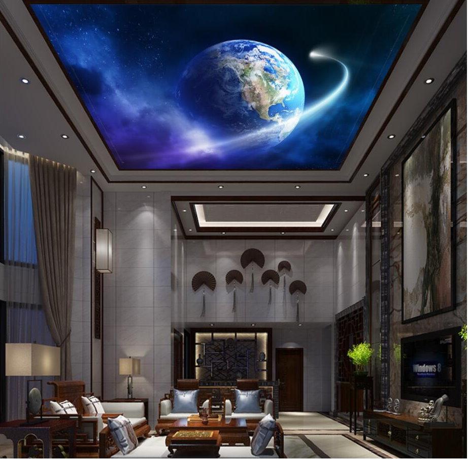 3d Ceiling Wallpaper Moon - HD Wallpaper 