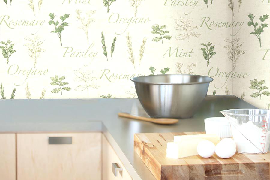 Kitchen Wallpaper Ideas Wall Decor That Sticks Designs - Coloured Kitchen With Wall Paper - HD Wallpaper 