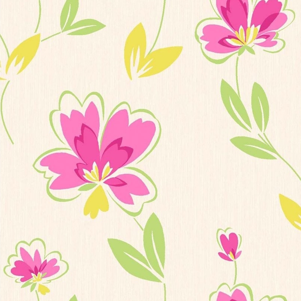 Green And Pink Floral - HD Wallpaper 
