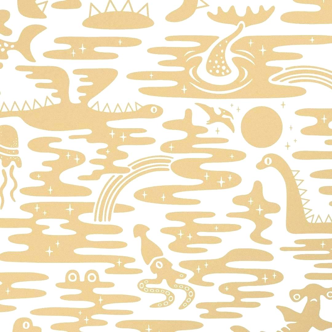 Metallic Gold Wallpaper Mystic Lagoon Designer Wallpaper - Poster - HD Wallpaper 