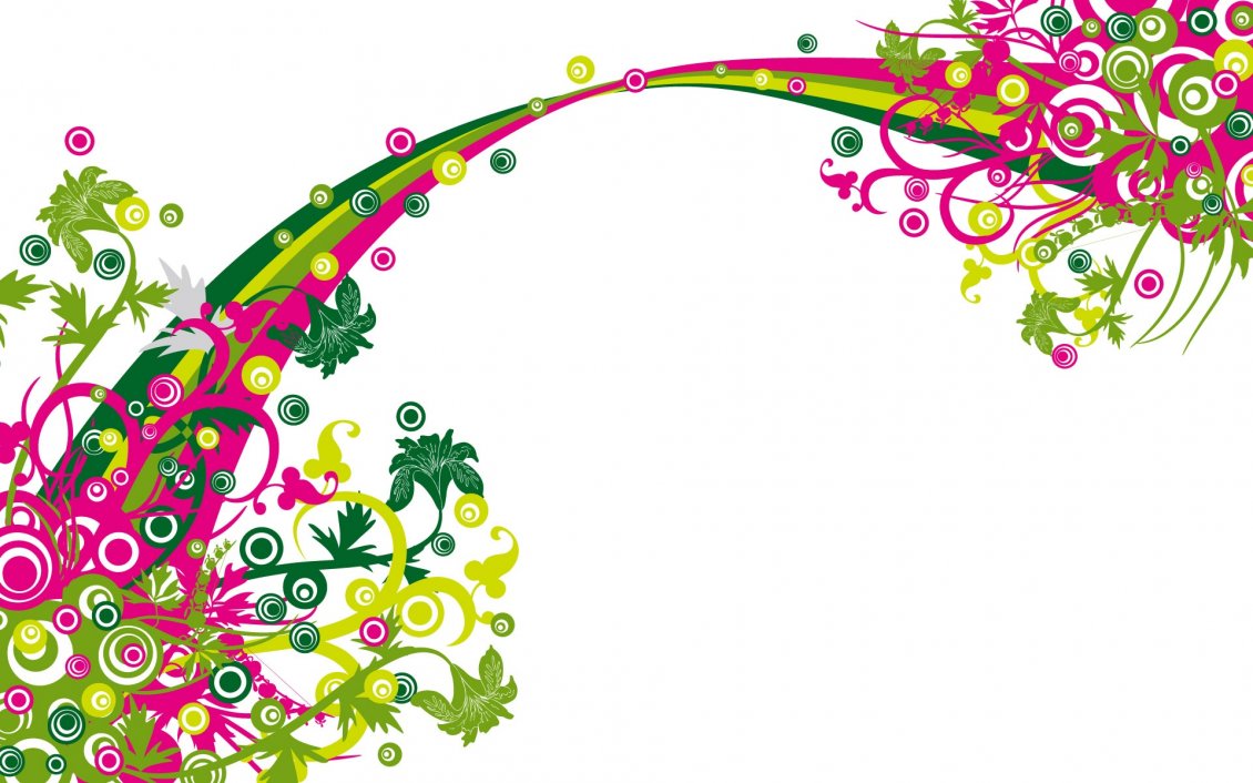Download Wallpaper Pink And Green Vector And Design - Flower Graphics - HD Wallpaper 
