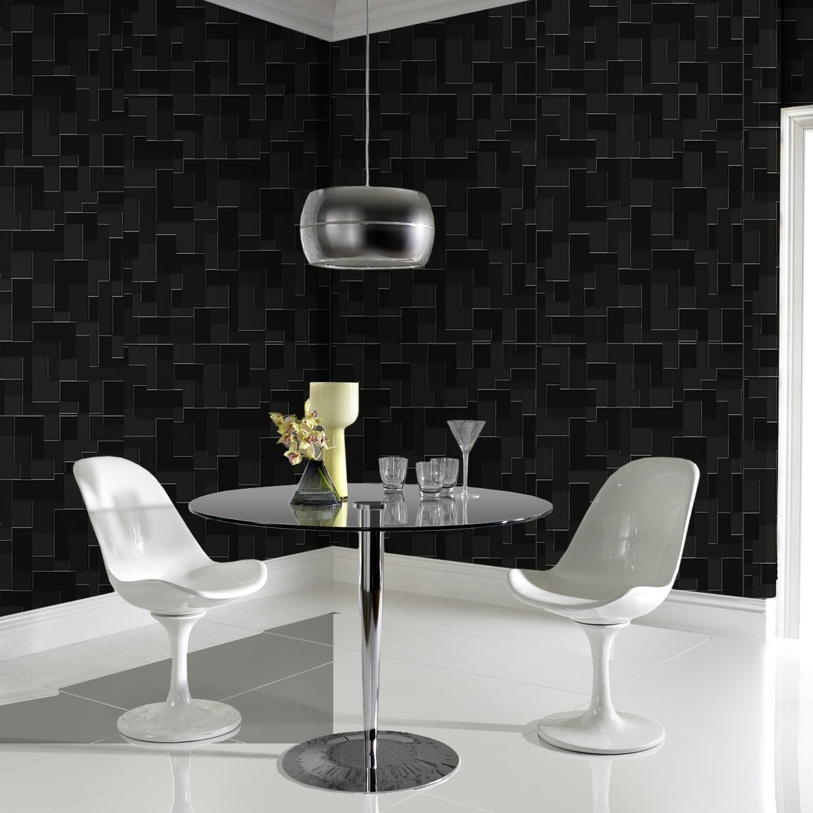 Black Geometric Wallpaper Home - HD Wallpaper 