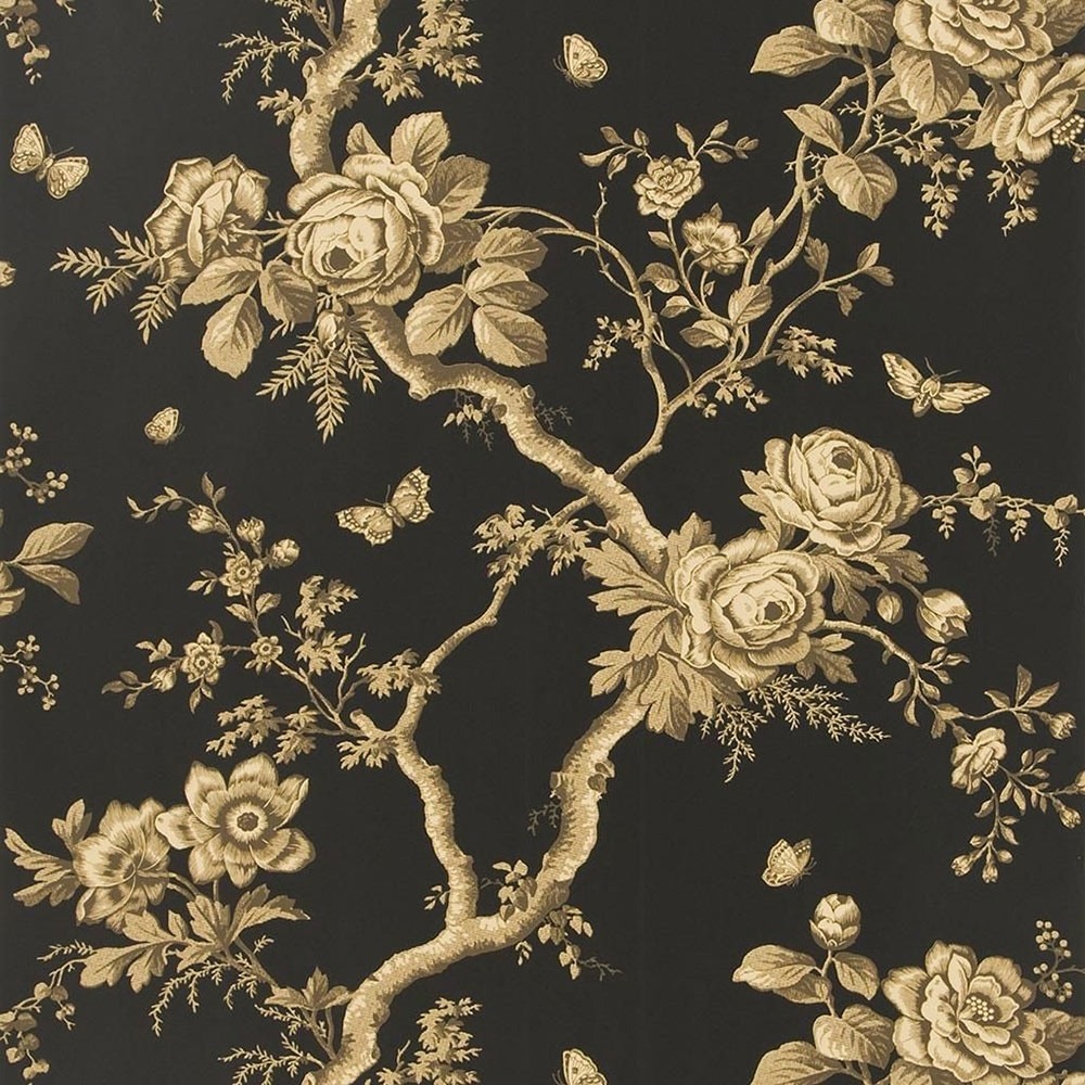 Ashfield Floral Wallpaper Ralph Lauren Tobacco Prl027/06 - Ralph Lauren Ashfield Floral Wallpaper Black - HD Wallpaper 