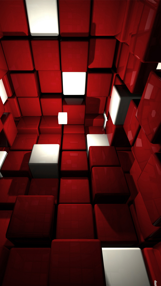 Red And White Cube Room 3d Iphone Wallpaper Red And White Iphone