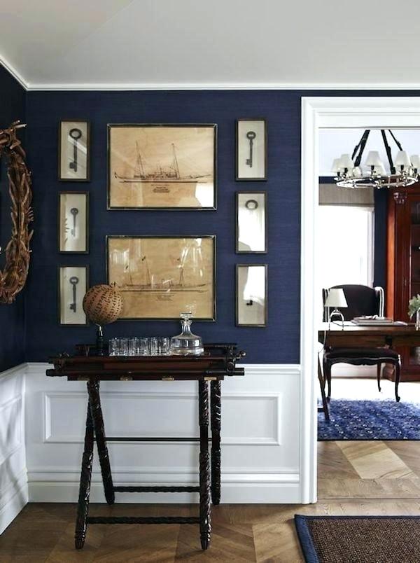 Navy Grasscloth Wallpaper Dining Room - HD Wallpaper 