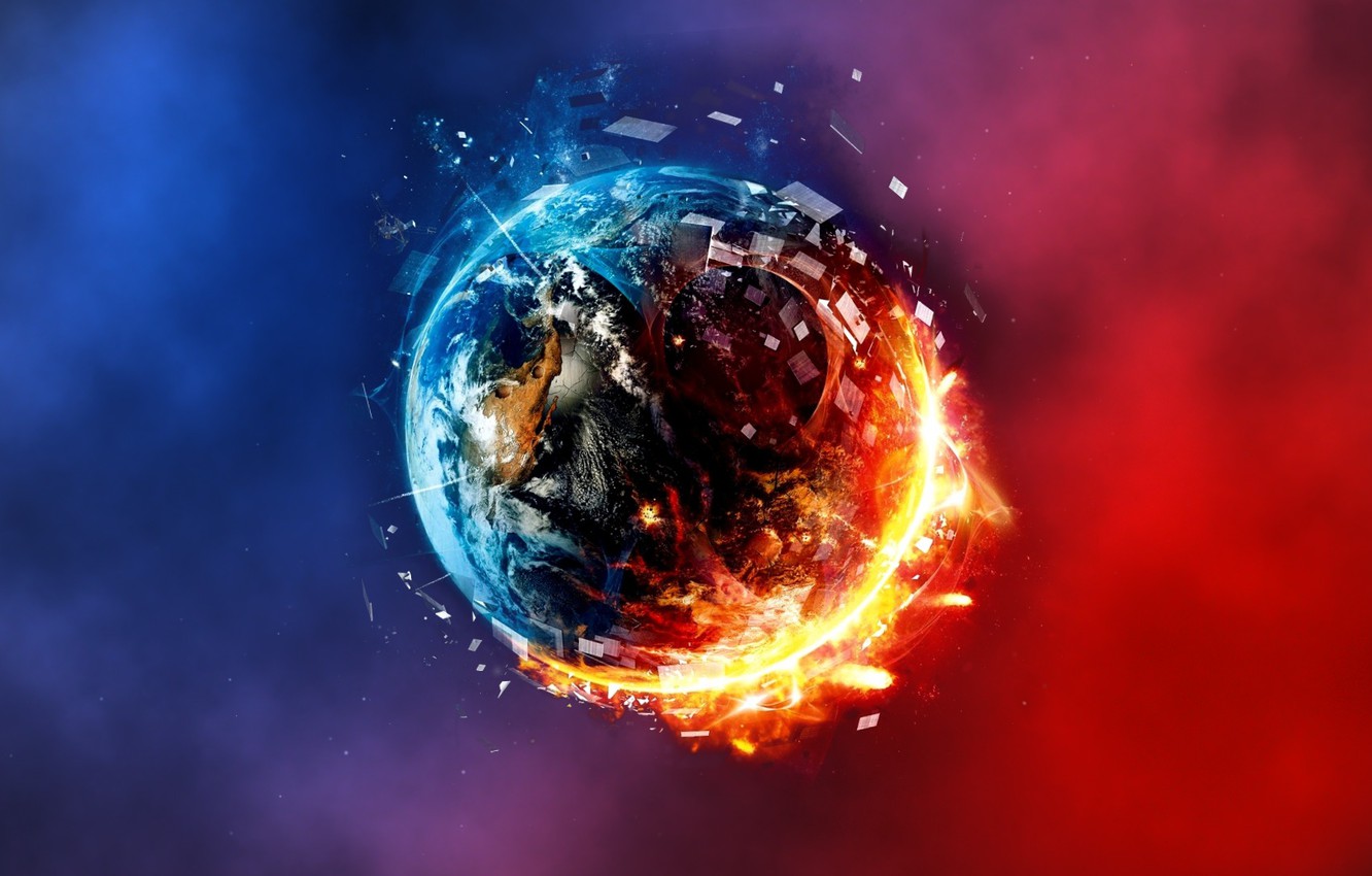 Photo Wallpaper Abstract, Planet, Fire And Ice, Red - Abstract Fire And Ice - HD Wallpaper 