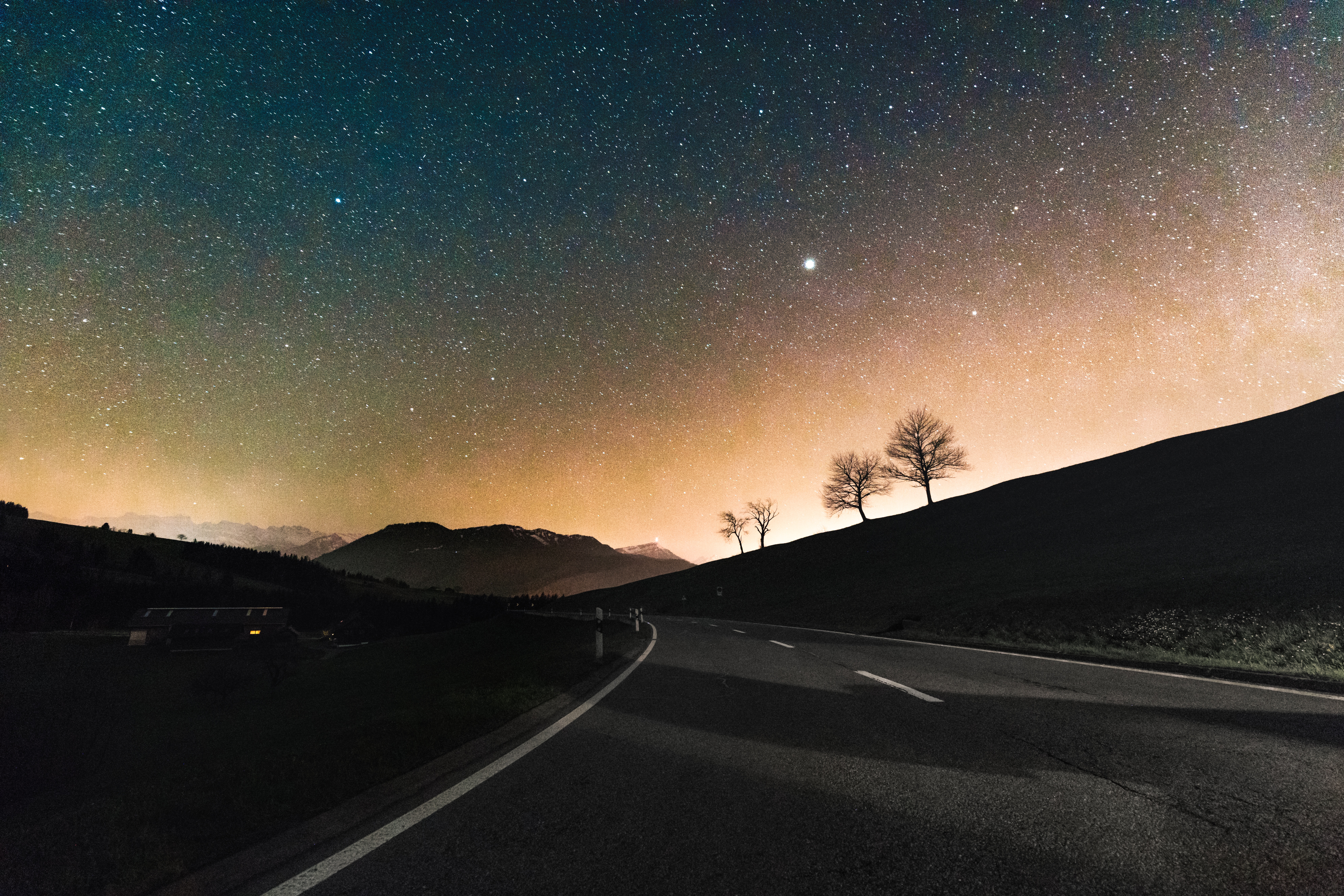 Open Road At Night - HD Wallpaper 