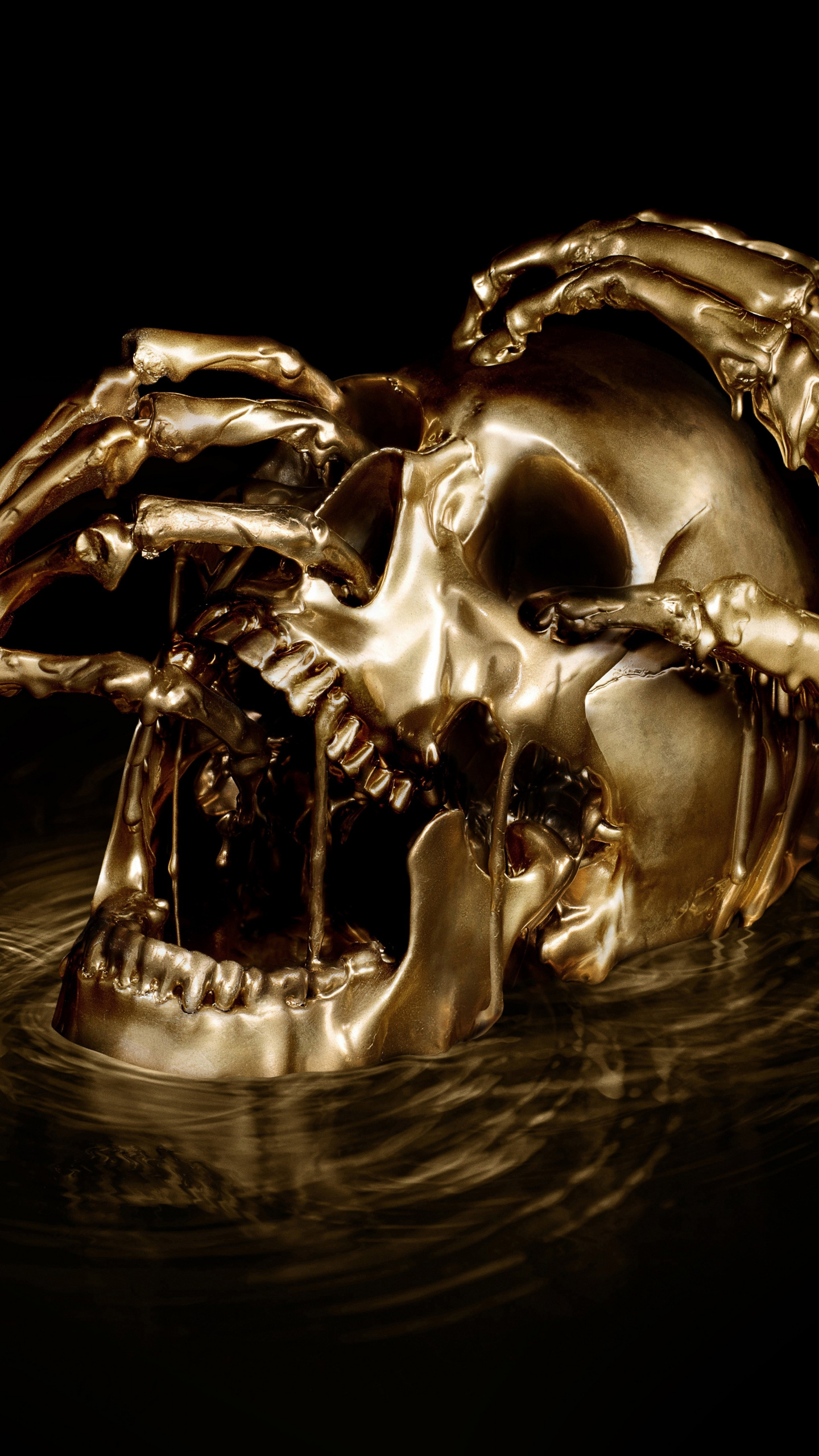 Skull, Horror, Black Sails, Digital Art, Wallpaper - Black Sails Gold Skull  - 1440x2560 Wallpaper 