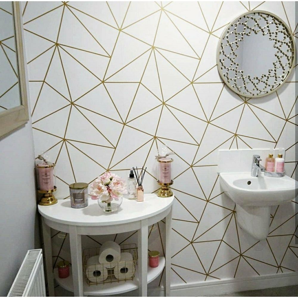 Gold Geometric Wallpaper Bathroom - 1000x1000 Wallpaper 