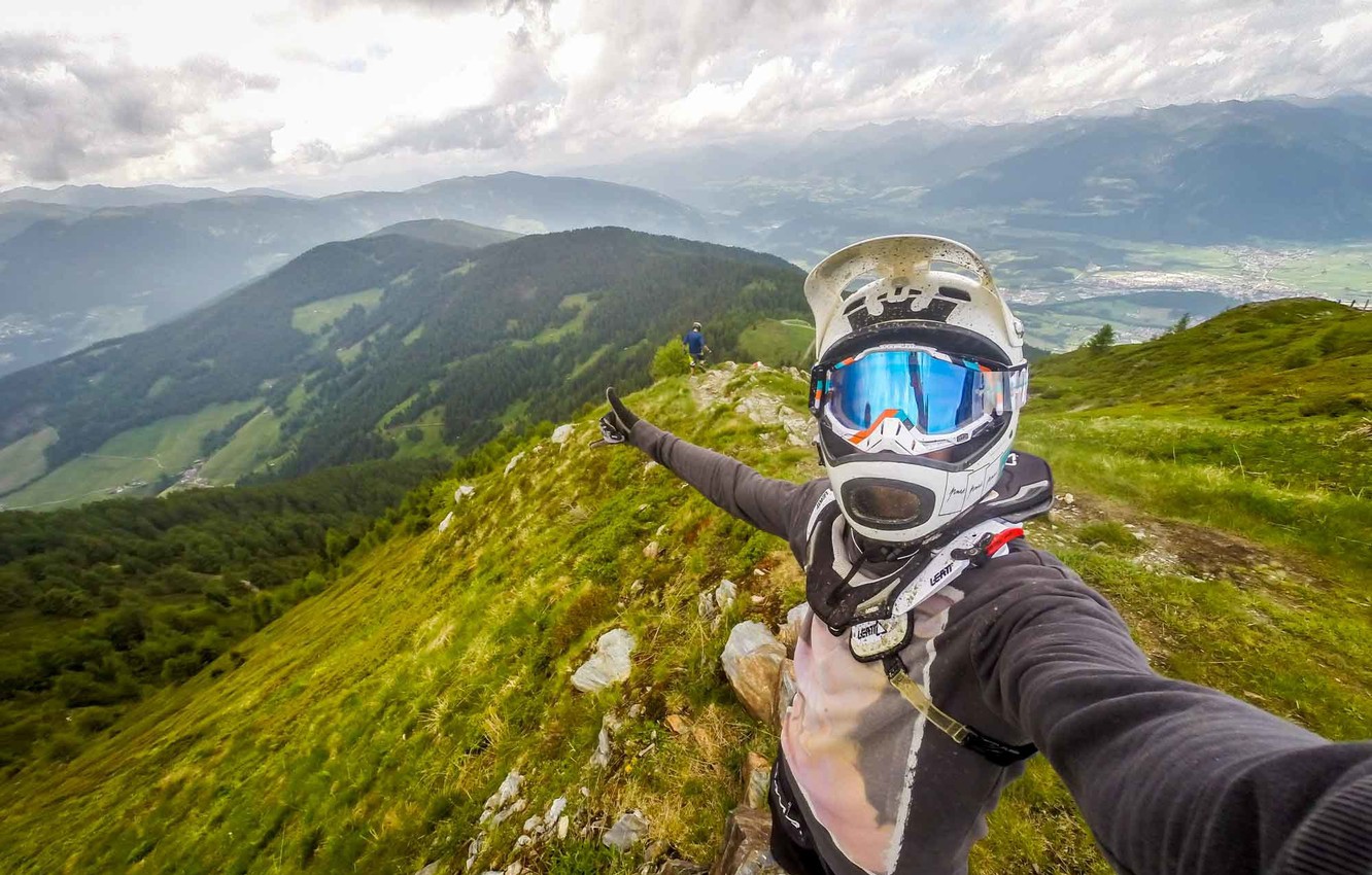 Photo Wallpaper Mountains, Nature, Bike, Great, Downhill, - Downhill - HD Wallpaper 