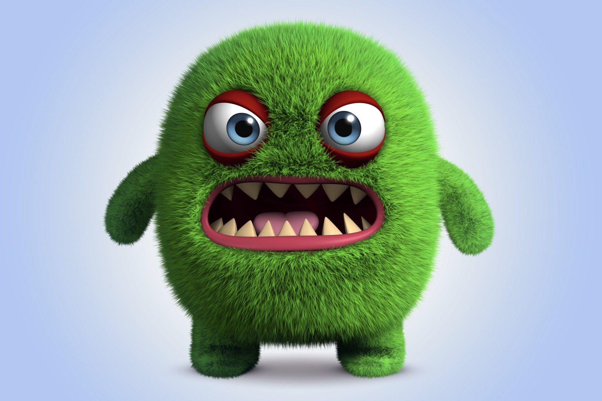 3d Funny Monster Cartoon Cute Fluffy Angry Adult Hd - Fluffy Cartoon Monsters - HD Wallpaper 