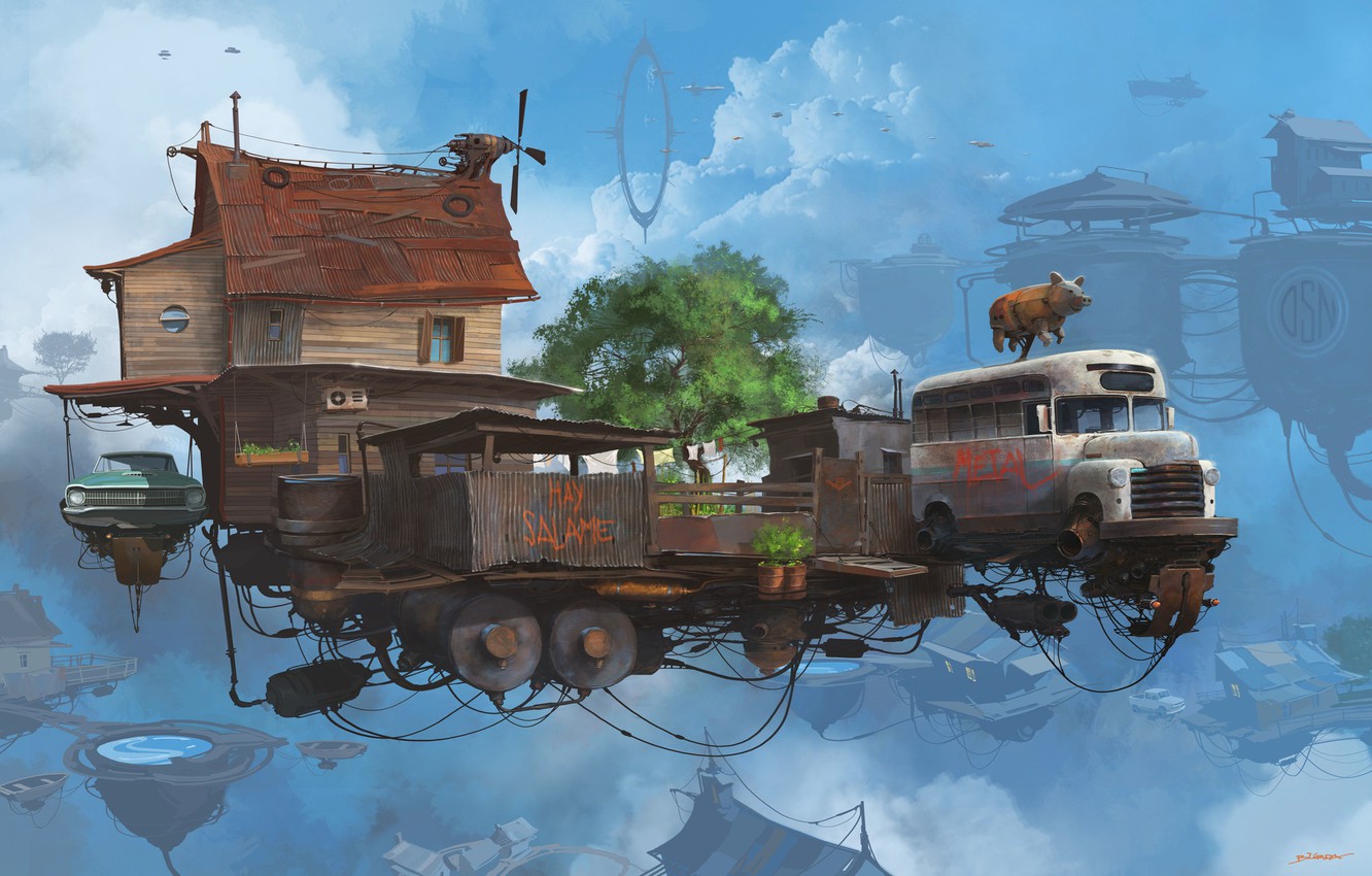 Photo Wallpaper Pig, Platform, Small Farm, Serie Universo - Serie Universo Chatarra - HD Wallpaper 