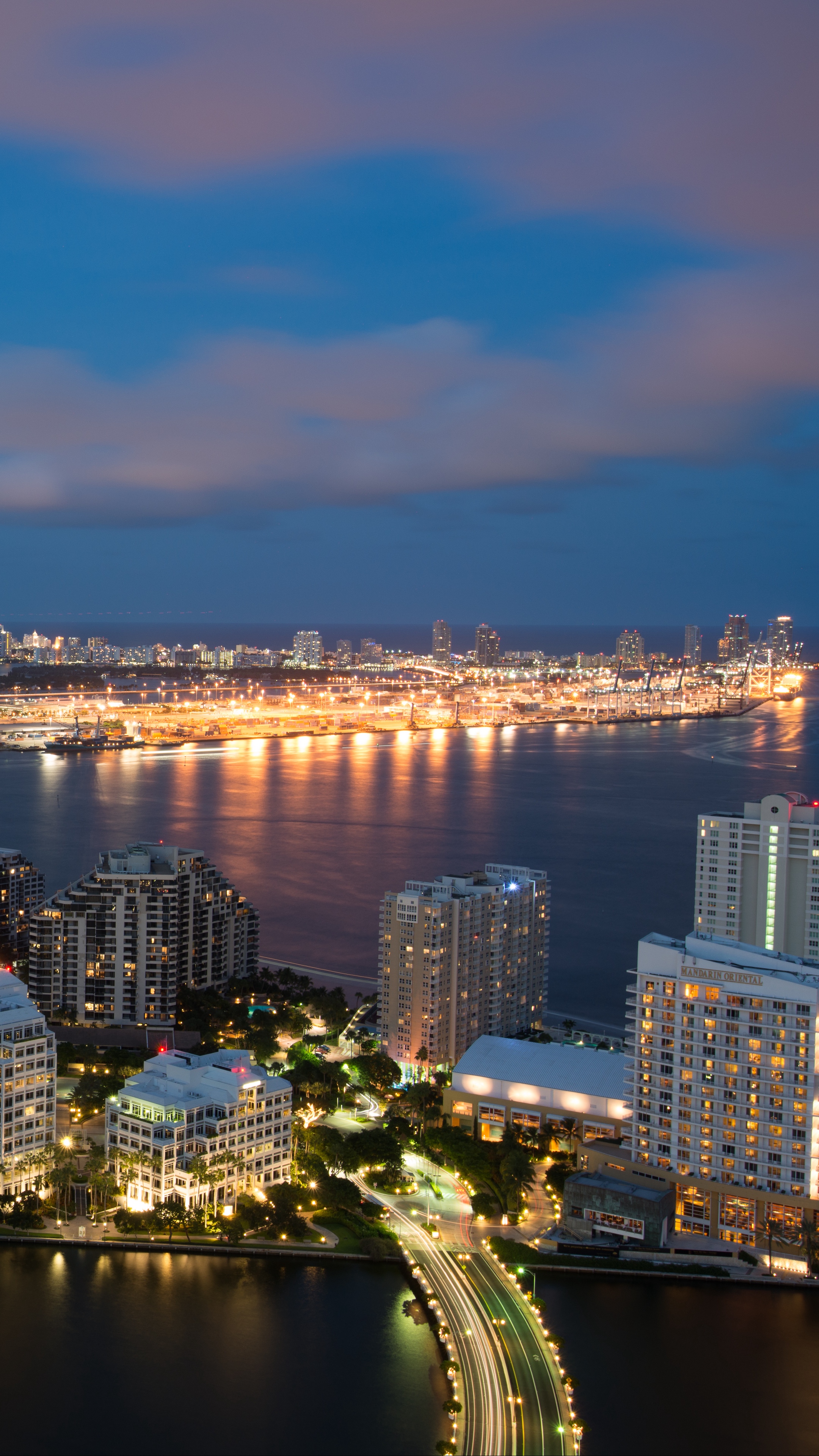 Wallpaper Skyscrapers, Night City, City Lights, Architecture, - Night Miami Wallpaper Iphone - HD Wallpaper 