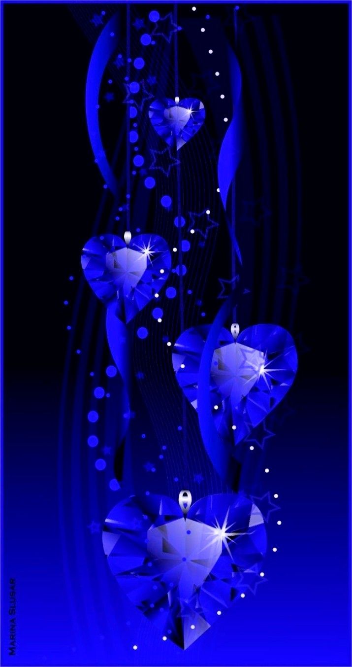 Blue Beautiful Hearts - HD Wallpaper 