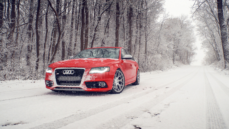 Audi S4 Red Snow Red Audi Before Winter Winter Audi Snow 970x550 Wallpaper Teahub Io