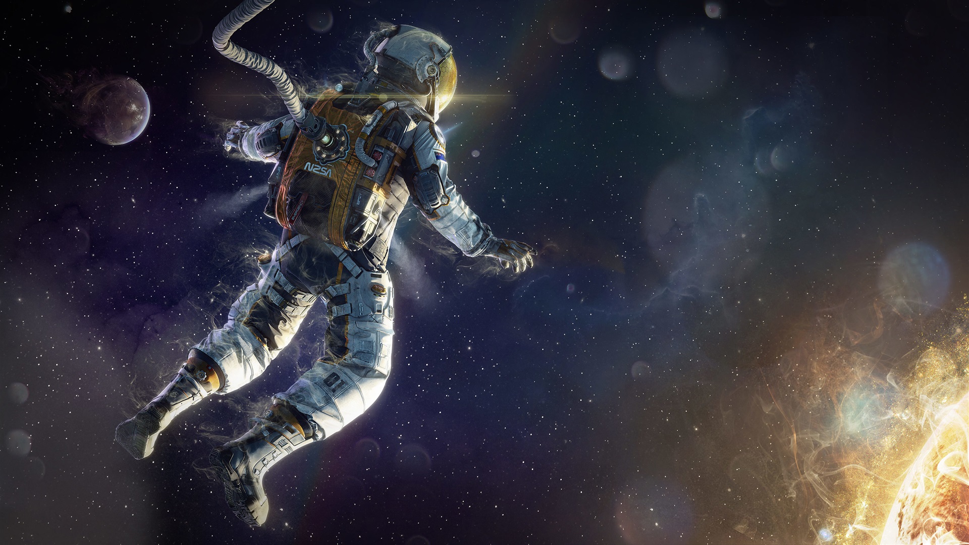 Astronaut In Space Background - HD Wallpaper 