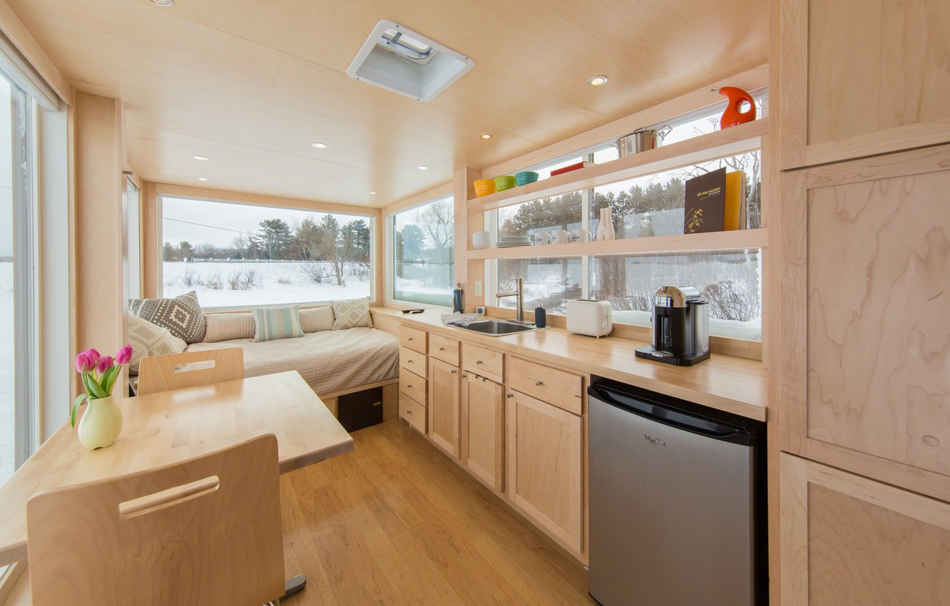 Photo Wallpaper Interior, Trailer, Vista Tiny House - Tiny Home Interior - HD Wallpaper 