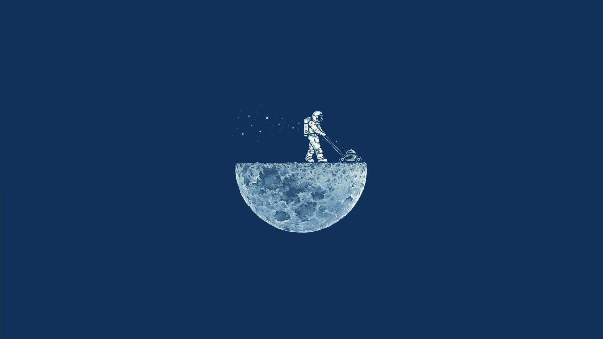 Moon Lawn Mowing Astronaut - HD Wallpaper 