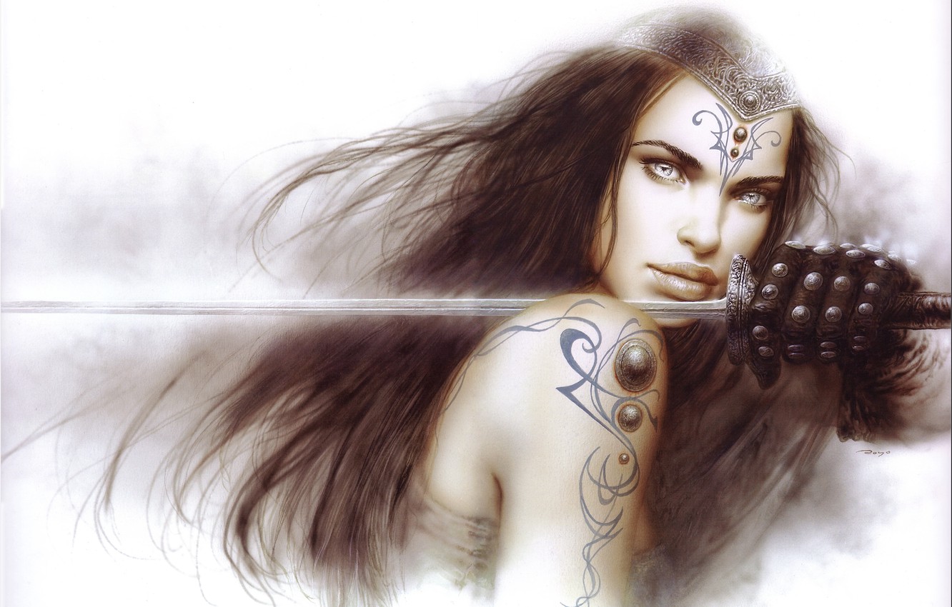 Photo Wallpaper Girl, Weapons, Sword, Warrior, Art, - Beautiful Warrior Woman Art - HD Wallpaper 