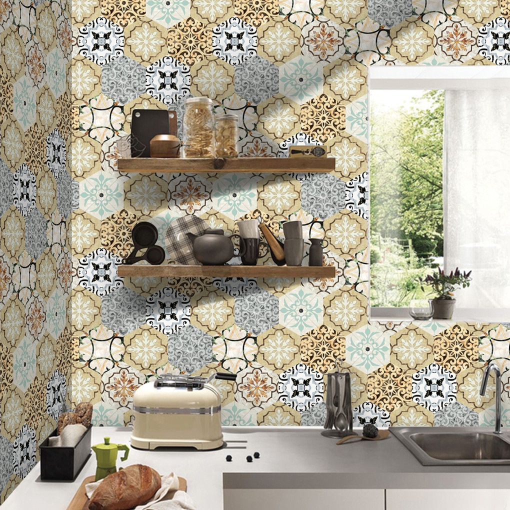 20 Cm * 5 M/roll Hexagonal De Cerámica Azulejo Autoadhesivo - Décoration Mur Cuisine Marocaine - HD Wallpaper 