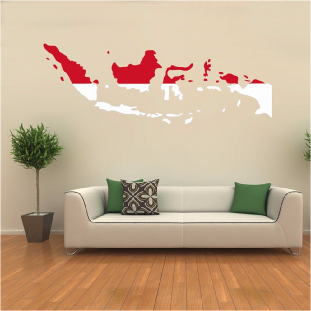 Diythinker Flag Map Of Indonesia Wall Vinyl Sticker - Skyline - HD Wallpaper 
