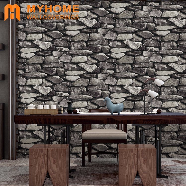 China Vinilo Lavable De Piedra Y Ladrillos En 3d Para - Stone Brick - HD Wallpaper 