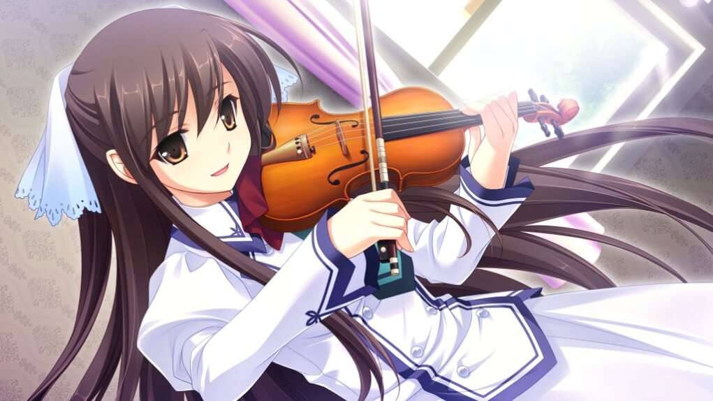 Michiru Playing Violin Anime Wallpaper - Anime Girl With Violin - HD Wallpaper 