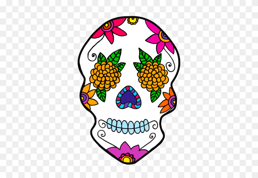 Mexico Day Of The Dead Calavera Sugar Skulls Dia De - Calaveras With Marigold - HD Wallpaper 