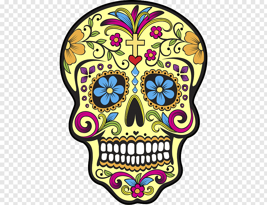 Yellow Sugarskull, La Calavera Catrina Mexican Cuisine - Day Of The Dead Skull Png - HD Wallpaper 