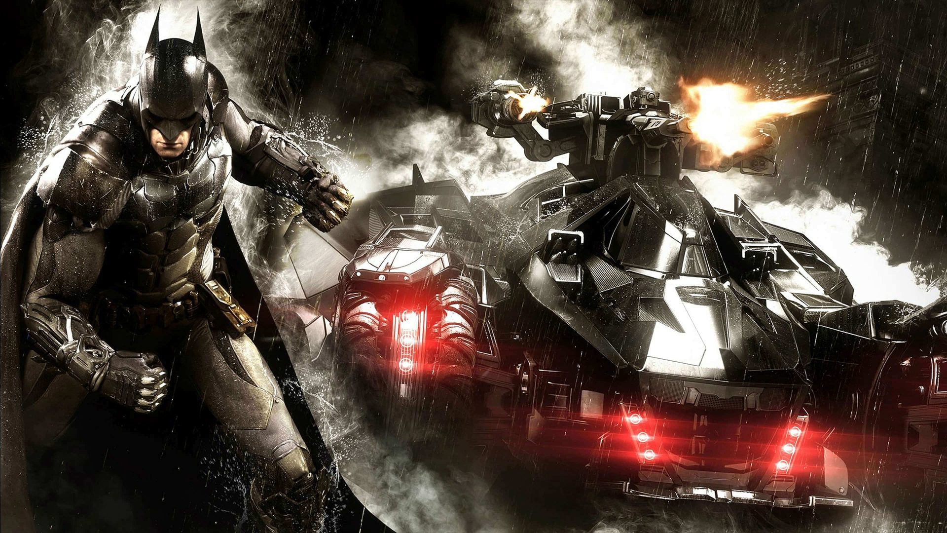 Batman Arkham Knight Wallpaper Batman And Batmobile - HD Wallpaper 