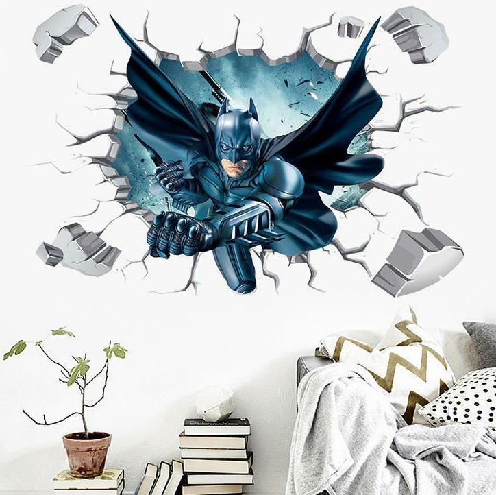 Us Stickers Batman Bat Man Cartoon Room Wallpaper Removable - Painting - HD Wallpaper 