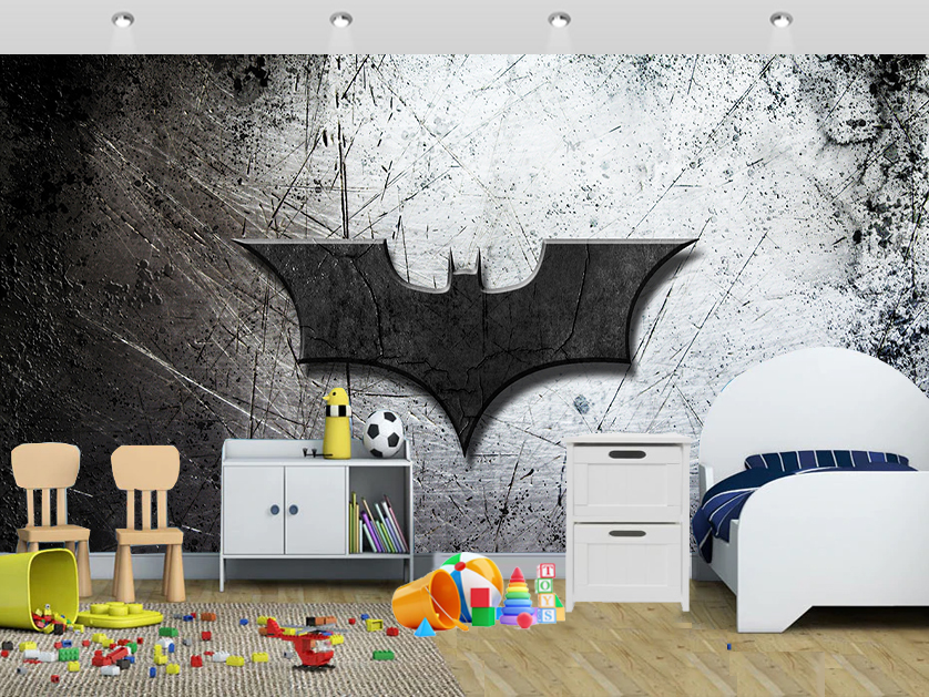 Batman Logo Ultimate Superhero Wall Mural Kidsroom - Wall Painting Using Paint Brush - HD Wallpaper 