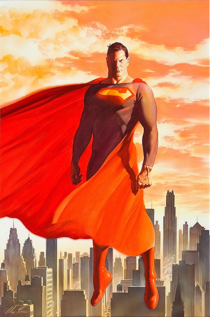 Superman, Alex Ross, Dc Comics, Architecture, Orange - Alex Ross Superman Cover - HD Wallpaper 