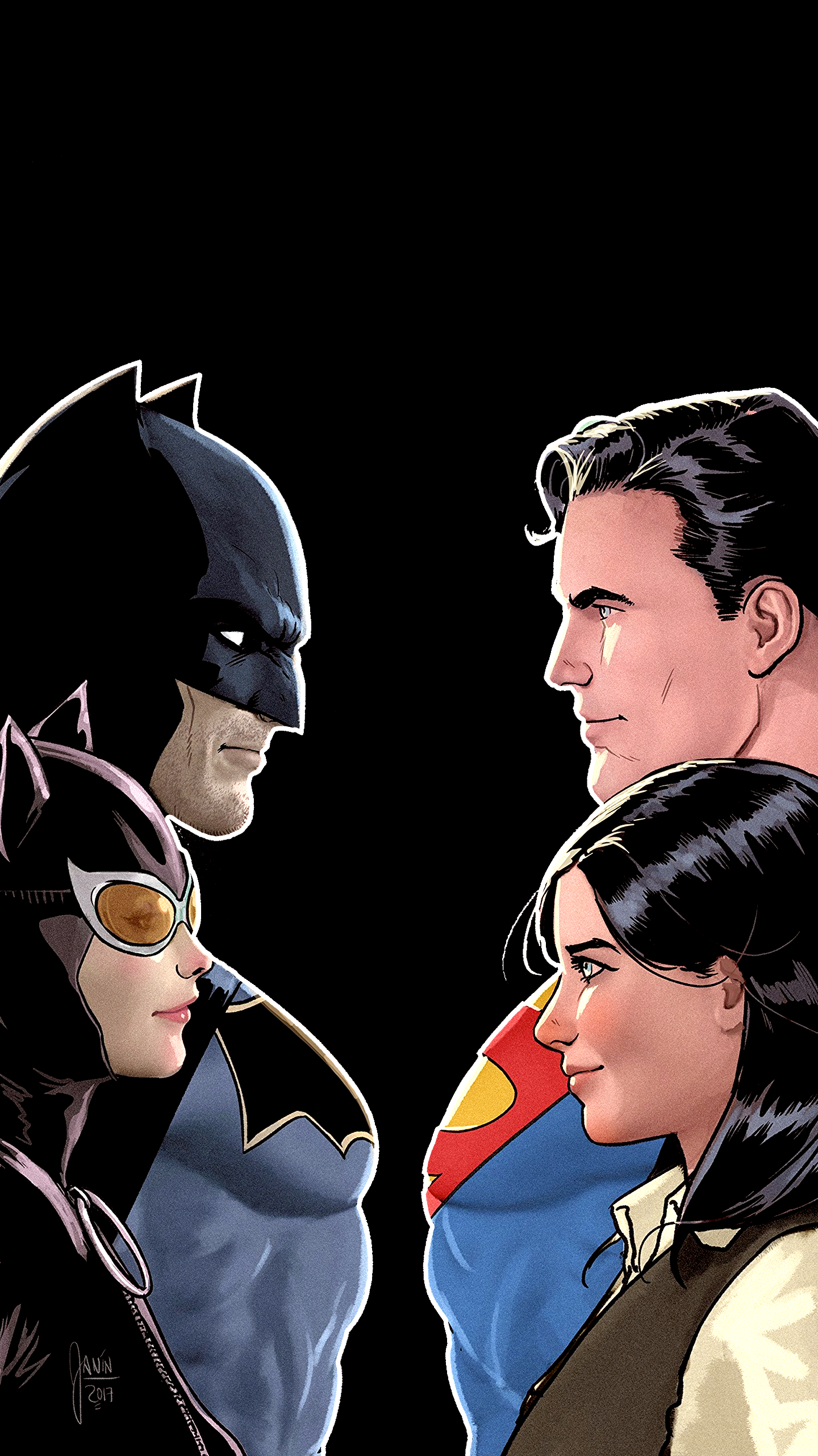 Batman Catwoman Superman Lois Lane - HD Wallpaper 