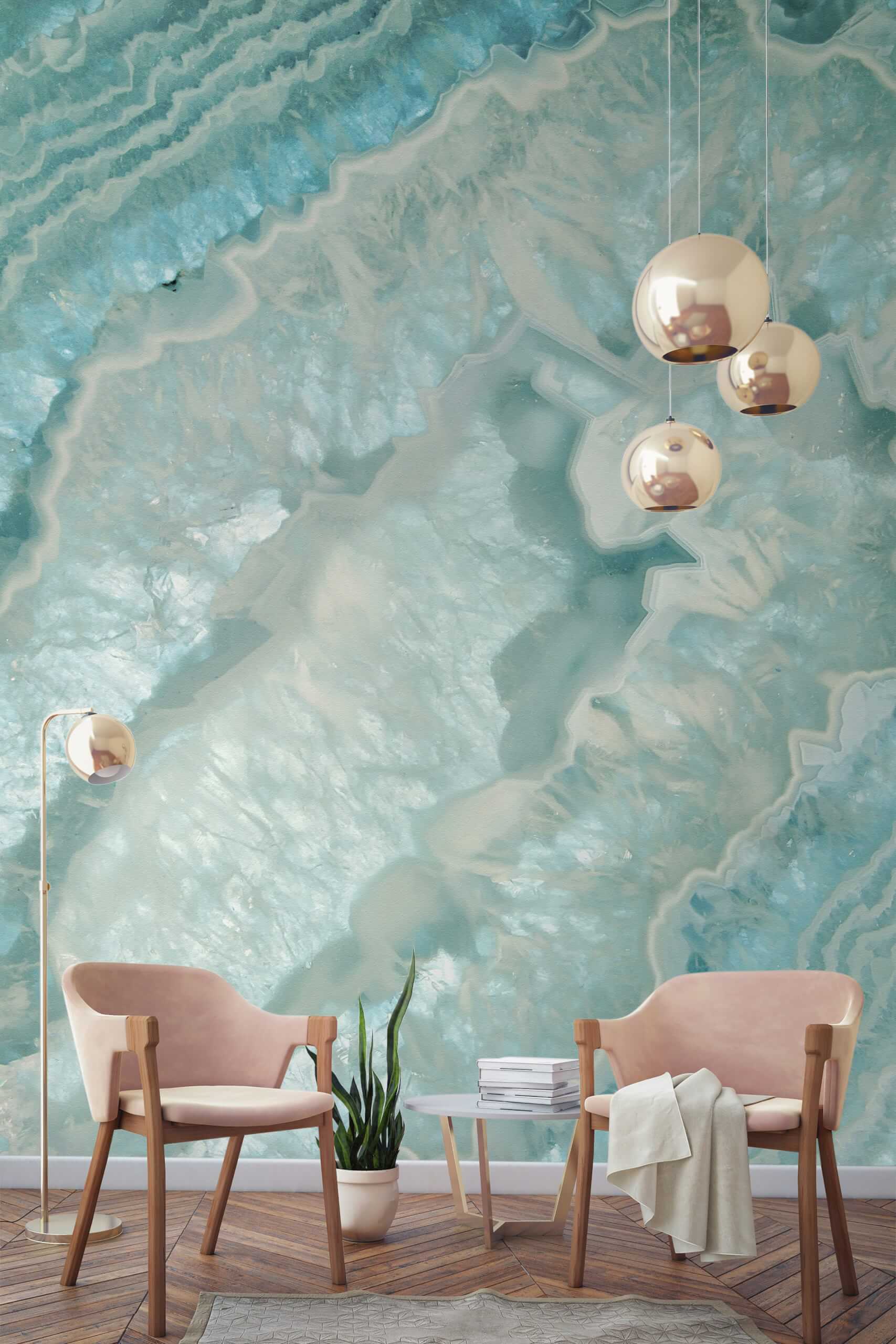 Marble Teal Pink Gold - HD Wallpaper 