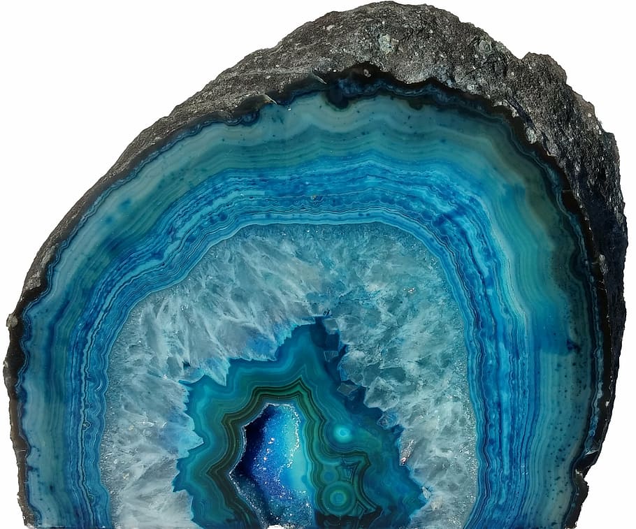 Blue And Grey Geode Stone, Druse, Gem, Gemstone, Agate - Blue Agate Geode - HD Wallpaper 