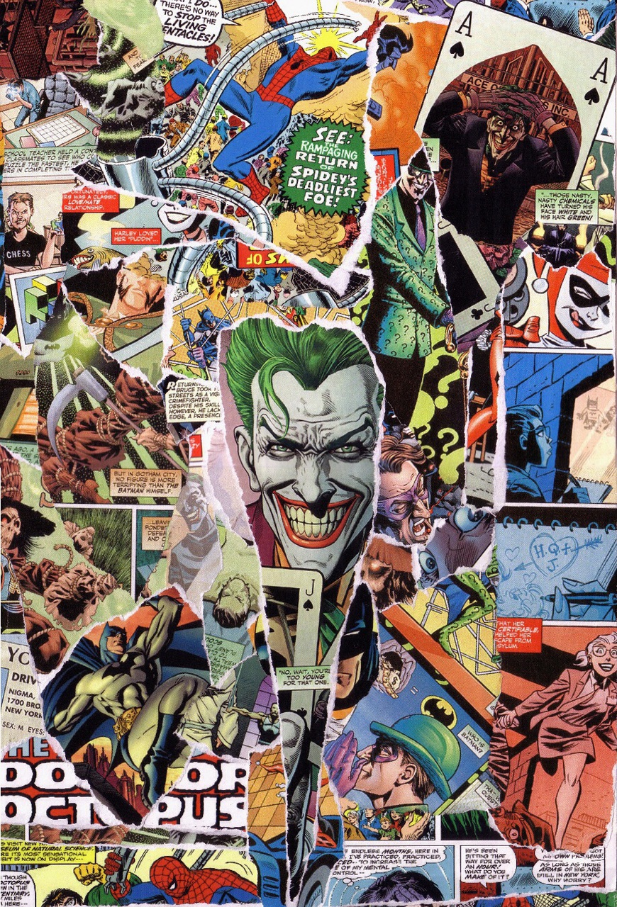 Batman And Collage Image - Comic Collage - HD Wallpaper 