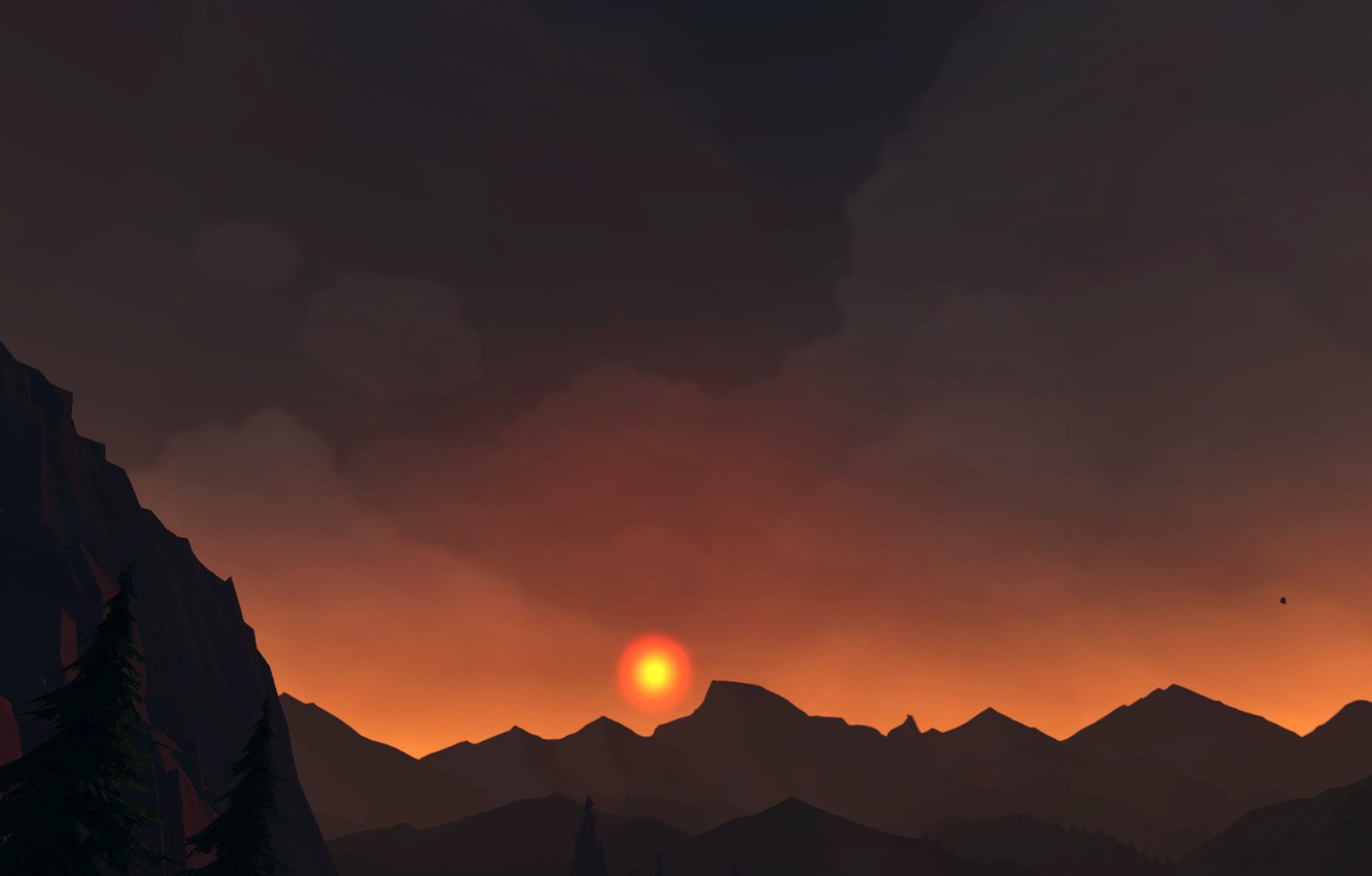 Photo Wallpaper Sunset, Landscape, Campo Santo, Firewatch - Camposanto - HD Wallpaper 