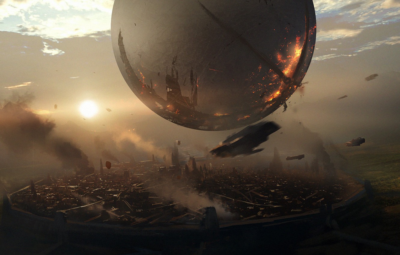 Photo Wallpaper Mountains, Art, Sphere, Bungie, Activision, - Canvas Wall Art Destiny 2 - HD Wallpaper 