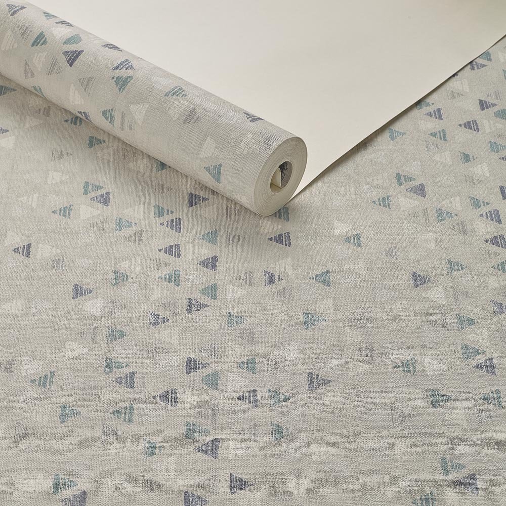 Imagem De Papel De Parede Importado Vinílico Mosaico - Papel De Parede Triangulo Prata - HD Wallpaper 