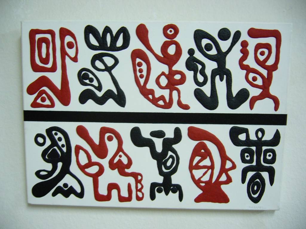 Rojo Y Negro Sobre Blanco Others Canvas Mixed Media - Visual Arts - HD Wallpaper 