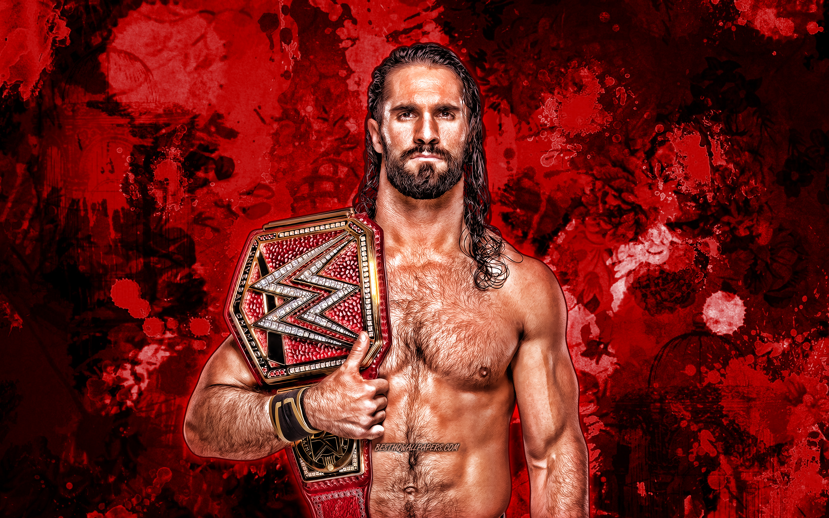 Seth Rollins, Red Paint Splashes, Wwe, American Wrestlers, - Kawhi Leonard Wallpaper 4k - HD Wallpaper 
