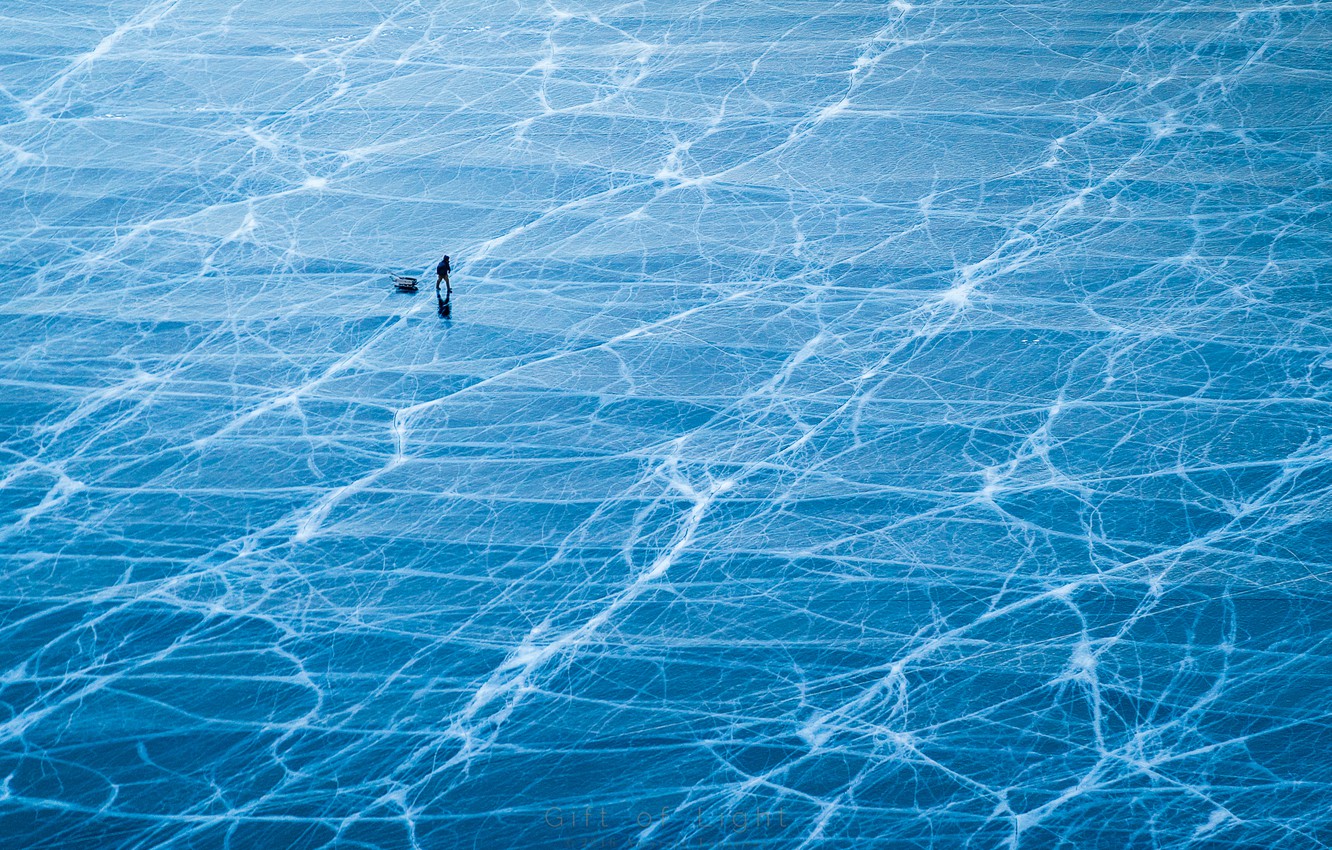 Photo Wallpaper People, Ice, Fisherman, Russia, Lake - Lake Baikal - HD Wallpaper 