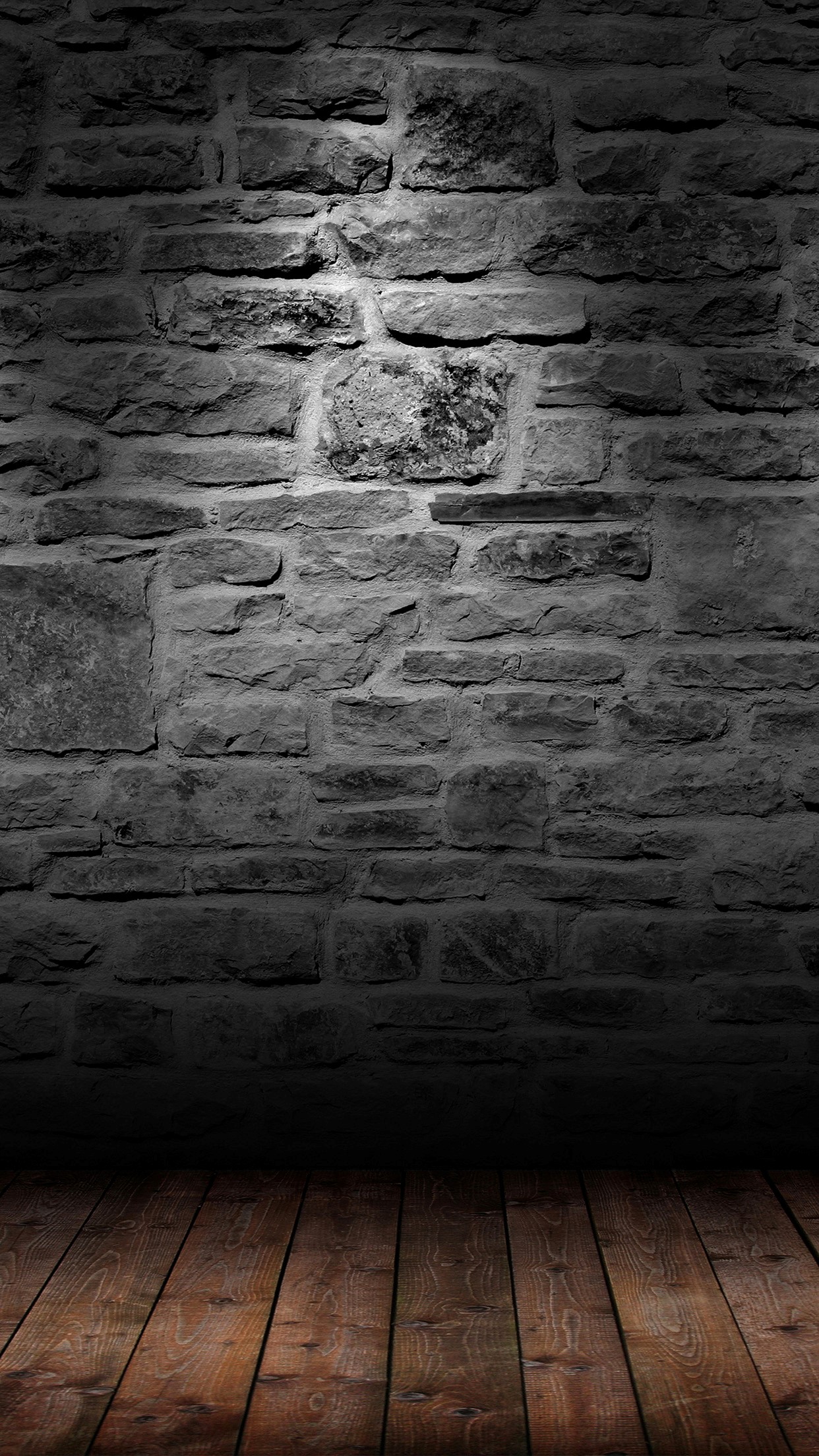 Dark Brick Wall Wood Floor Android Wallpaper Whatsapp, - Wall Background Hd  - 1242x2208 Wallpaper 