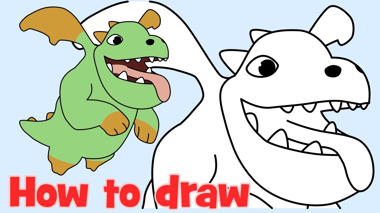 How To Draw Baby Dragon From Clash Of Clans Full Body - Coc Baby Dragon Drawing - HD Wallpaper 