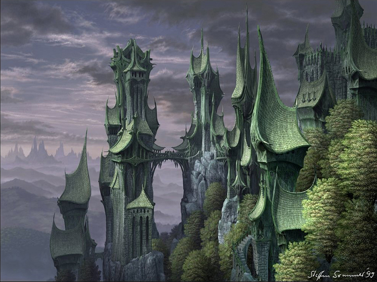 Steffen Sommer Castle Of Rivendell - Fantasy Castle Art - HD Wallpaper 